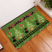 Love Black Cat Christmas Rubber Doormat Xmas Holiday Patterns - Wonder Print Shop