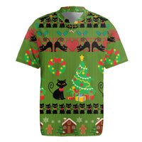 Love Black Cat Christmas Rugby Jersey Xmas Holiday Patterns - Wonder Print Shop