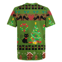 Love Black Cat Christmas Rugby Jersey Xmas Holiday Patterns - Wonder Print Shop