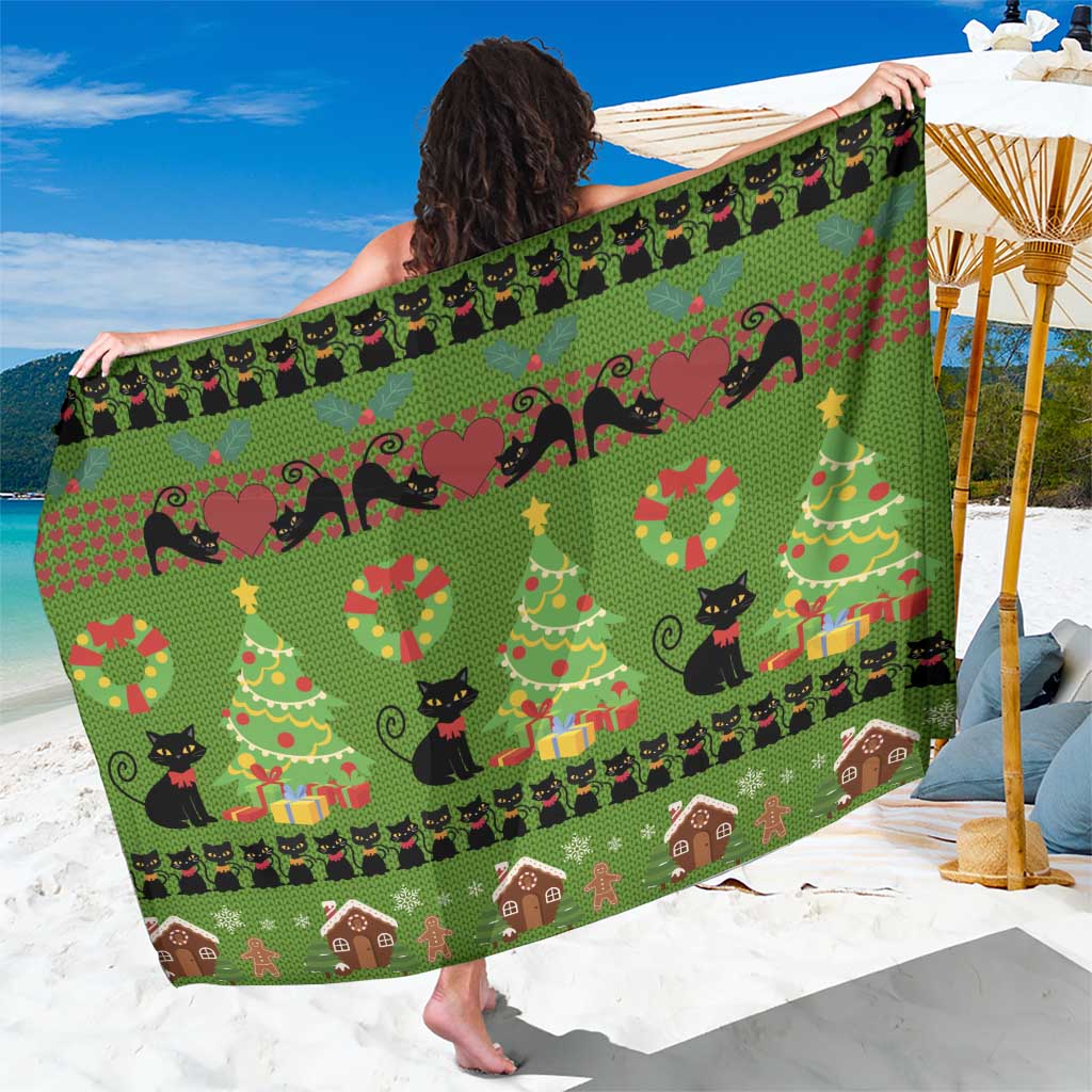 Love Black Cat Christmas Sarong Xmas Holiday Patterns - Wonder Print Shop