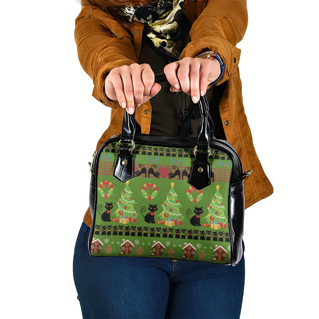 Love Black Cat Christmas Shoulder Handbag Xmas Holiday Patterns - Wonder Print Shop