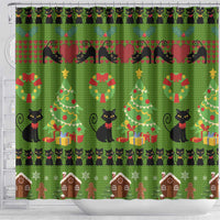 Love Black Cat Christmas Shower Curtain Xmas Holiday Patterns - Wonder Print Shop
