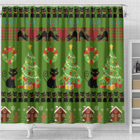 Love Black Cat Christmas Shower Curtain Xmas Holiday Patterns - Wonder Print Shop