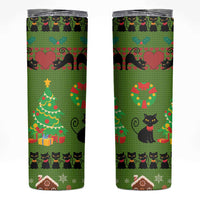 Love Black Cat Christmas Skinny Tumbler Xmas Holiday Patterns - Wonder Print Shop