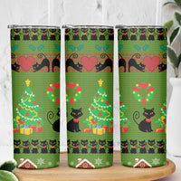 Love Black Cat Christmas Skinny Tumbler Xmas Holiday Patterns - Wonder Print Shop