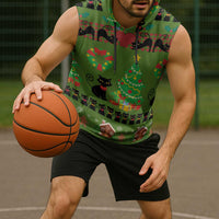 Love Black Cat Christmas Sleeveless Hoodie Xmas Holiday Patterns - Wonder Print Shop