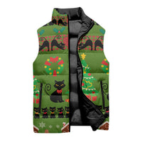Love Black Cat Christmas Sleeveless Puffer Jacket Xmas Holiday Patterns - Wonder Print Shop