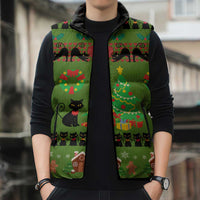 Love Black Cat Christmas Sleeveless Puffer Jacket Xmas Holiday Patterns - Wonder Print Shop