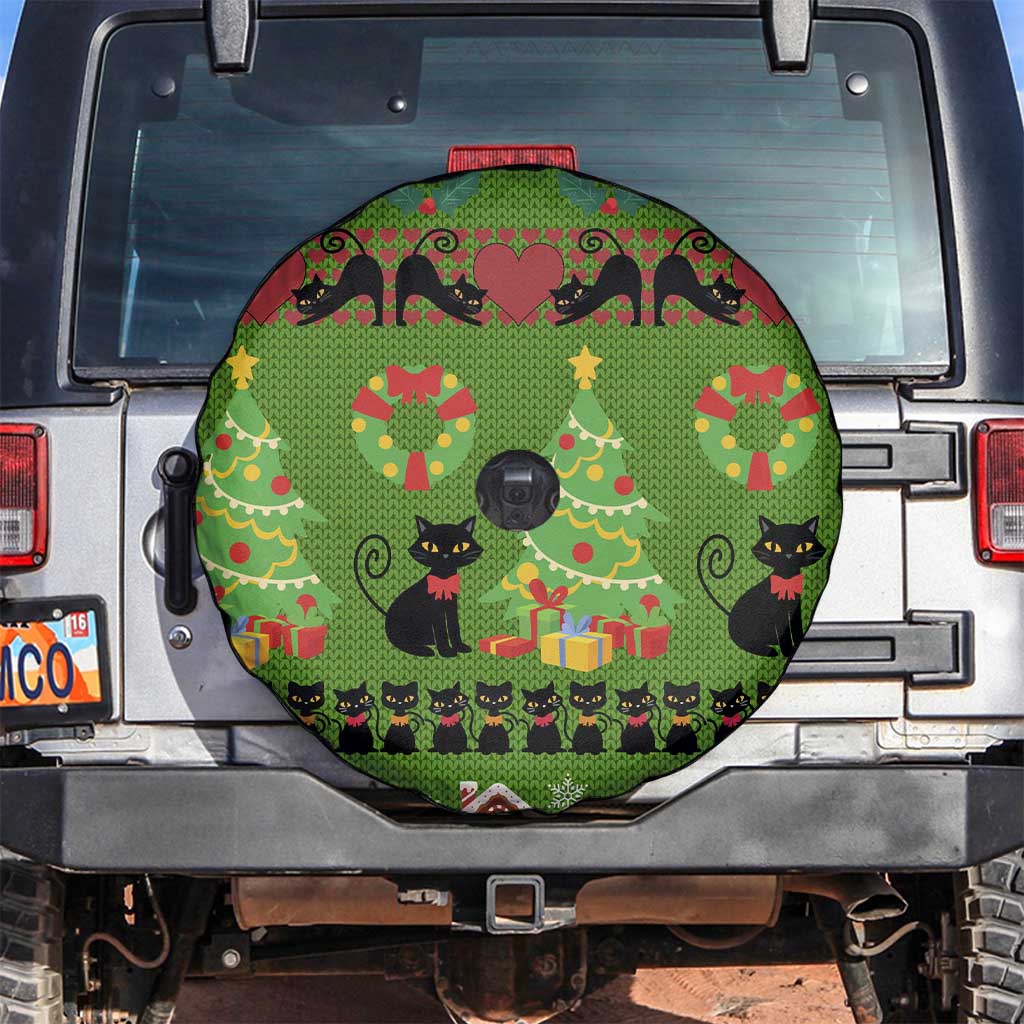 Love Black Cat Christmas Spare Tire Cover Xmas Holiday Patterns - Wonder Print Shop