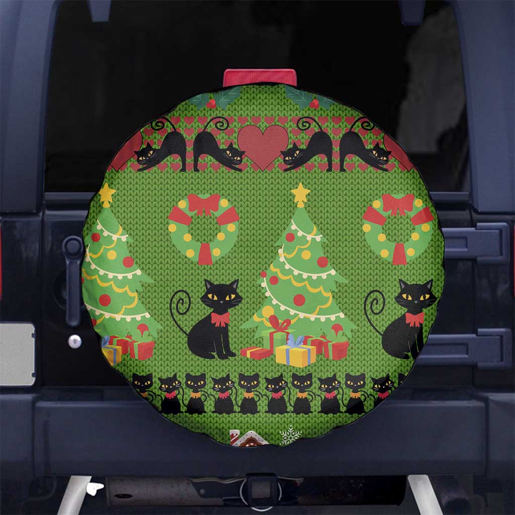 Love Black Cat Christmas Spare Tire Cover Xmas Holiday Patterns - Wonder Print Shop