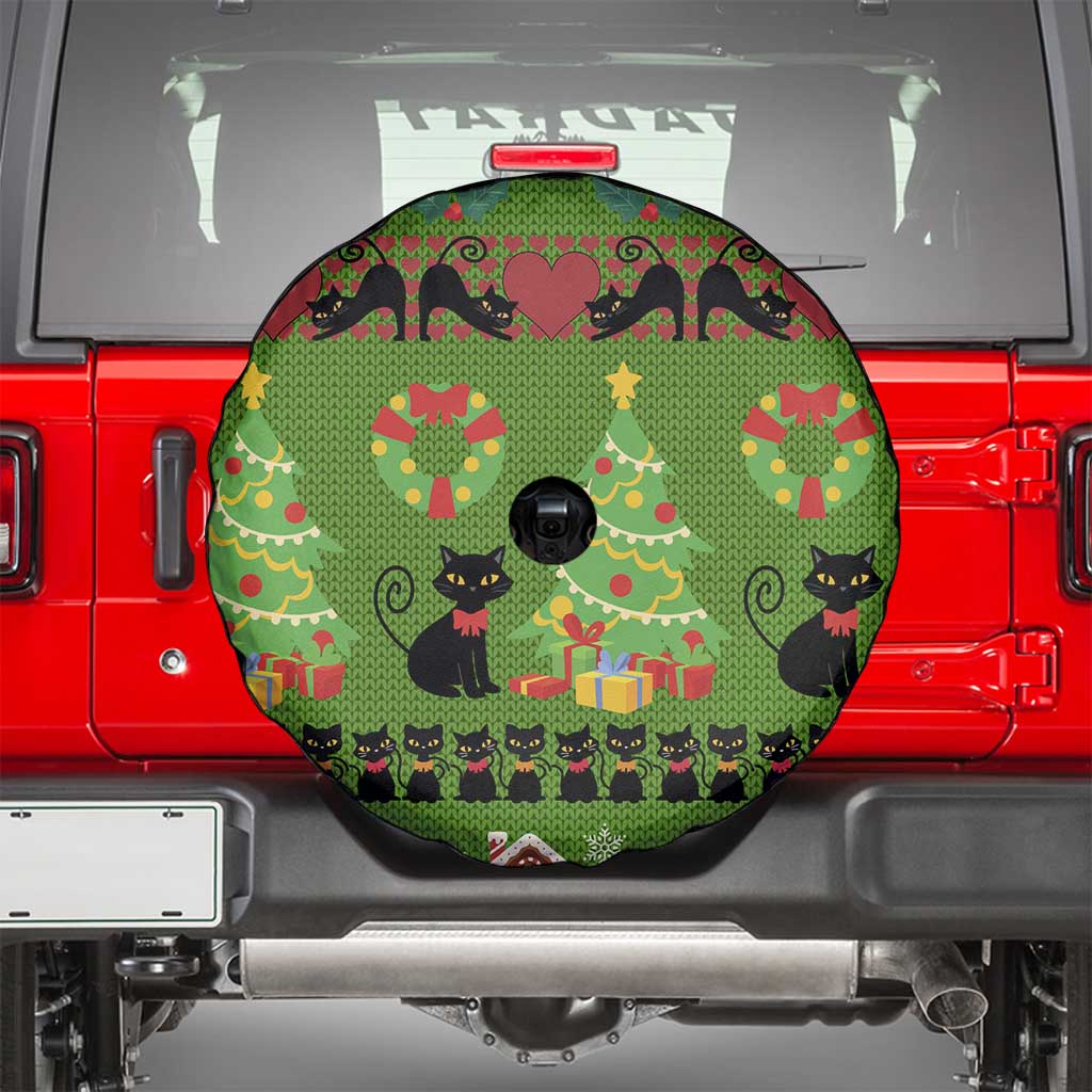 Love Black Cat Christmas Spare Tire Cover Xmas Holiday Patterns - Wonder Print Shop