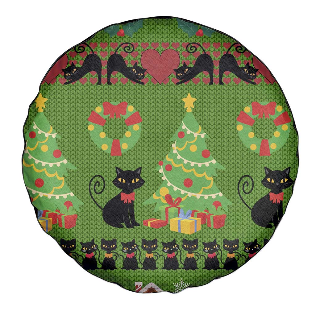 Love Black Cat Christmas Spare Tire Cover Xmas Holiday Patterns - Wonder Print Shop