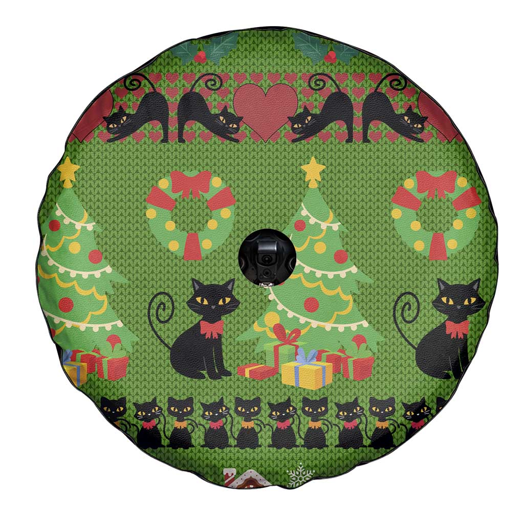 Love Black Cat Christmas Spare Tire Cover Xmas Holiday Patterns - Wonder Print Shop