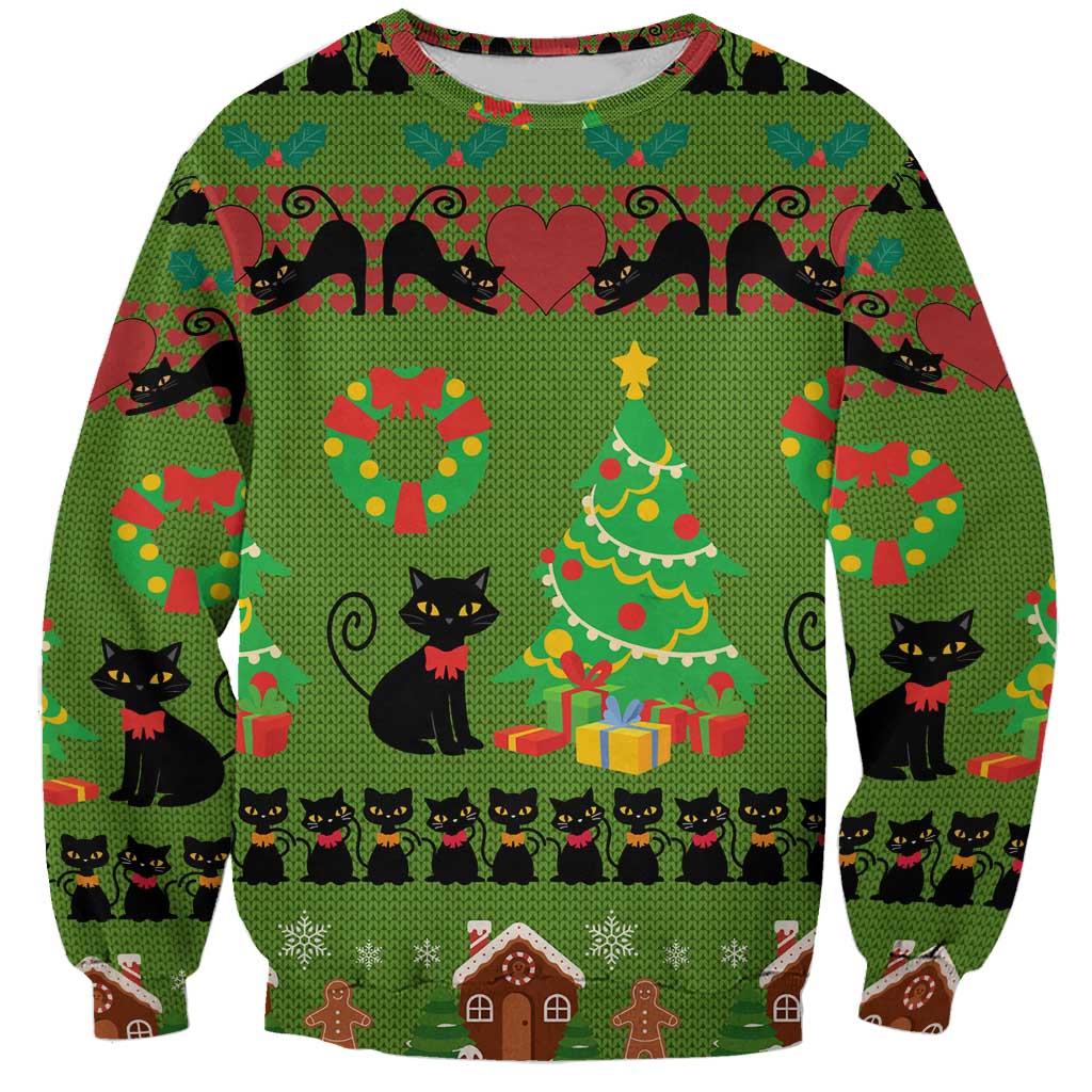 Love Black Cat Christmas Sweatshirt Xmas Holiday Patterns - Wonder Print Shop