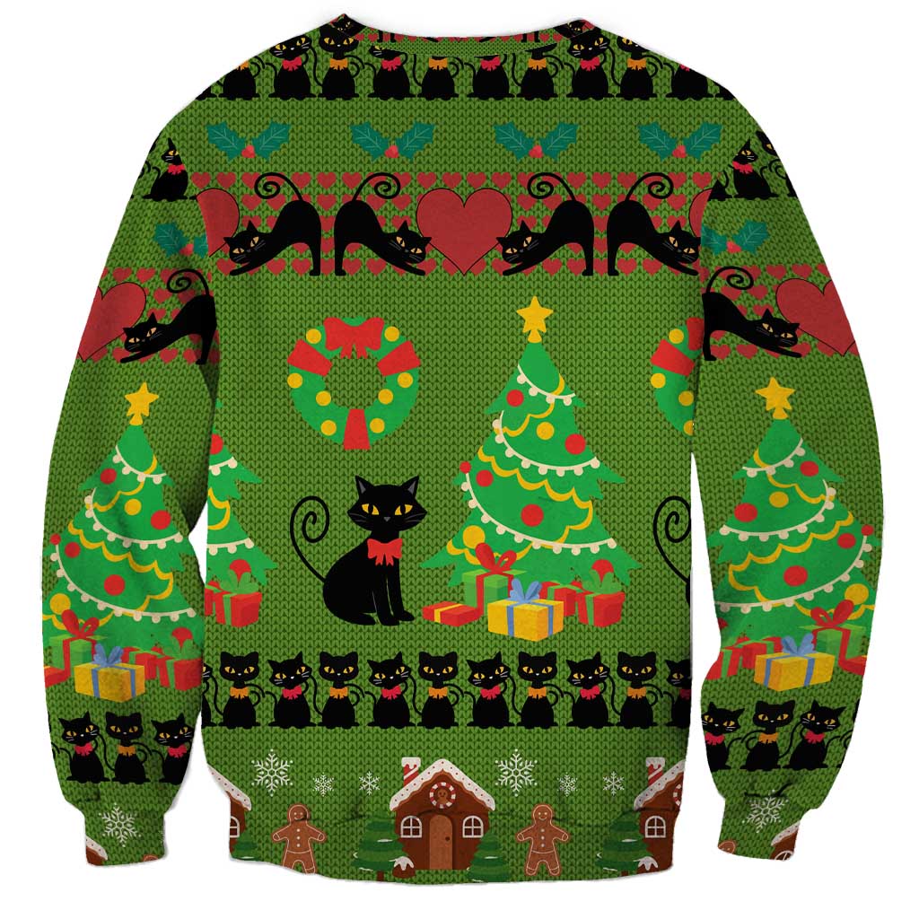 Love Black Cat Christmas Sweatshirt Xmas Holiday Patterns - Wonder Print Shop