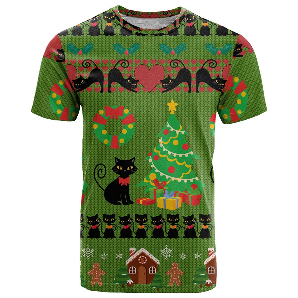 Love Black Cat Christmas T Shirt Xmas Holiday Patterns - Wonder Print Shop