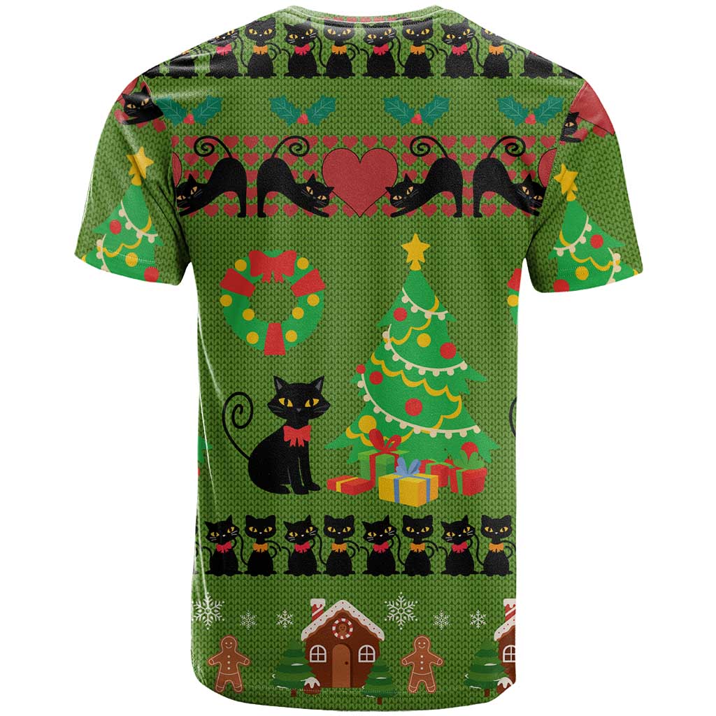 Love Black Cat Christmas T Shirt Xmas Holiday Patterns - Wonder Print Shop