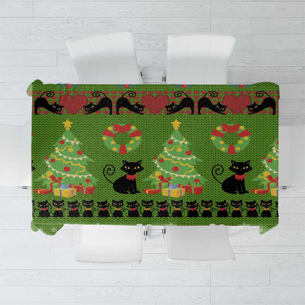 Love Black Cat Christmas Tablecloth Xmas Holiday Patterns - Wonder Print Shop