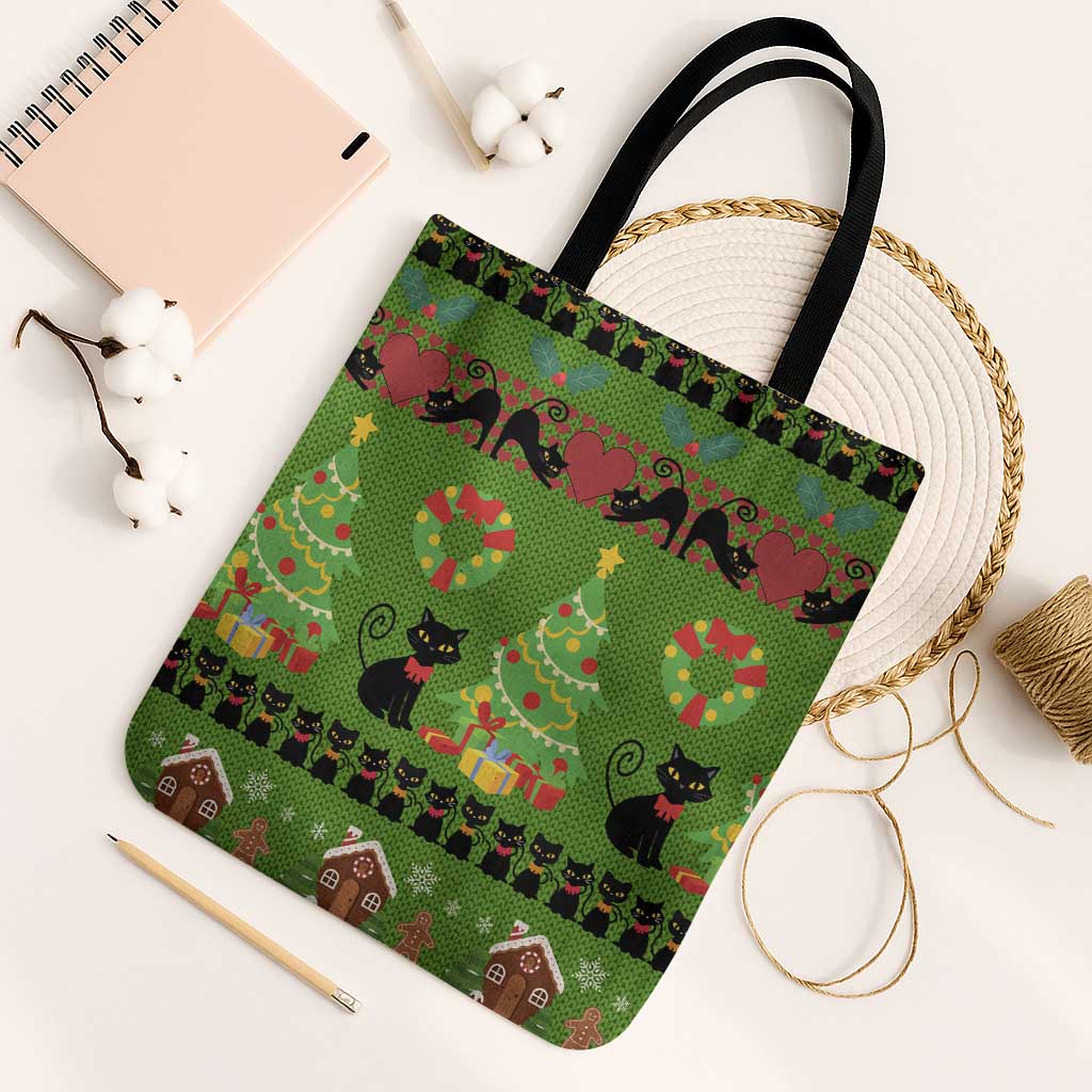 Love Black Cat Christmas Tote Bag Xmas Holiday Patterns - Wonder Print Shop