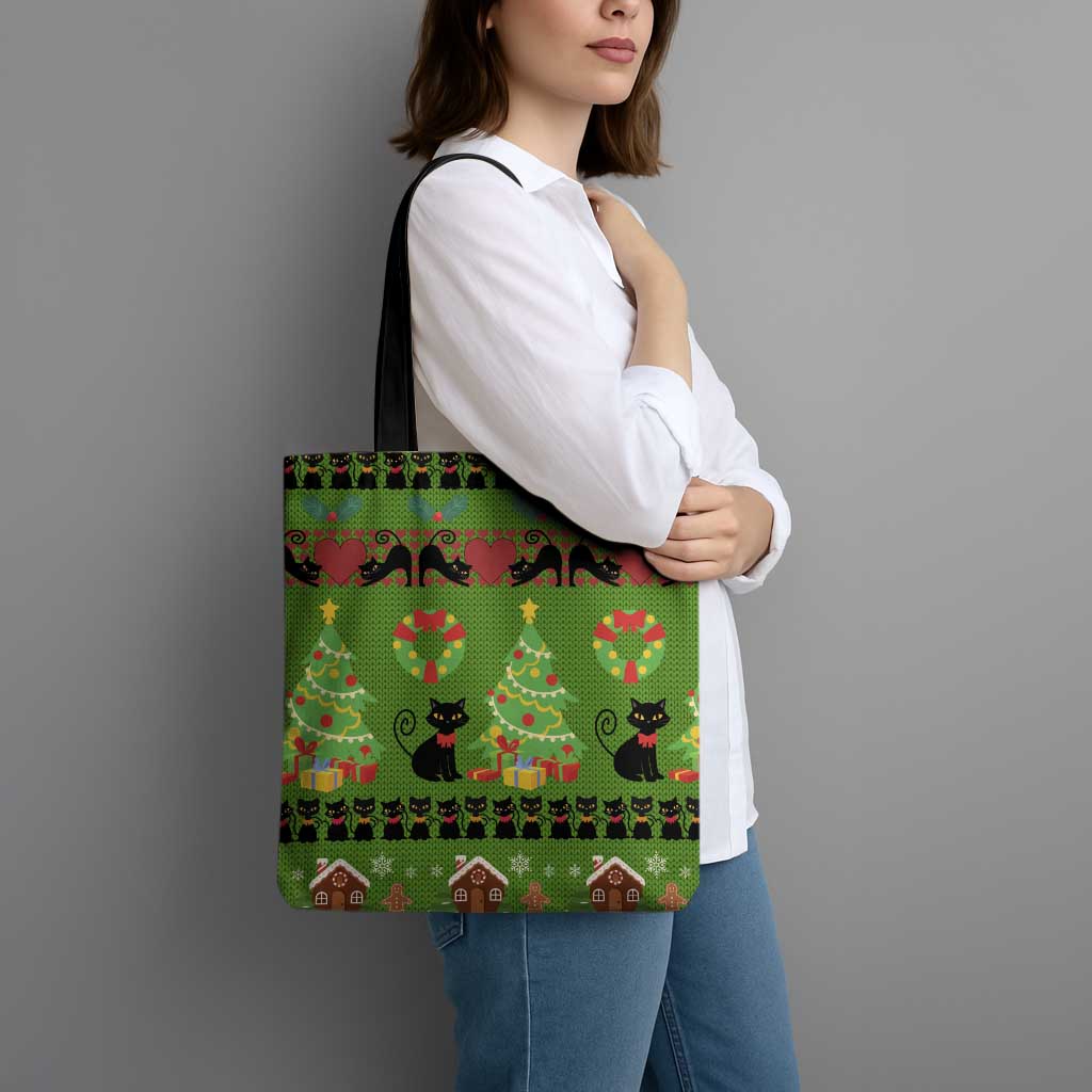 Love Black Cat Christmas Tote Bag Xmas Holiday Patterns - Wonder Print Shop