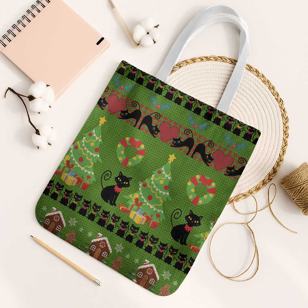 Love Black Cat Christmas Tote Bag Xmas Holiday Patterns - Wonder Print Shop