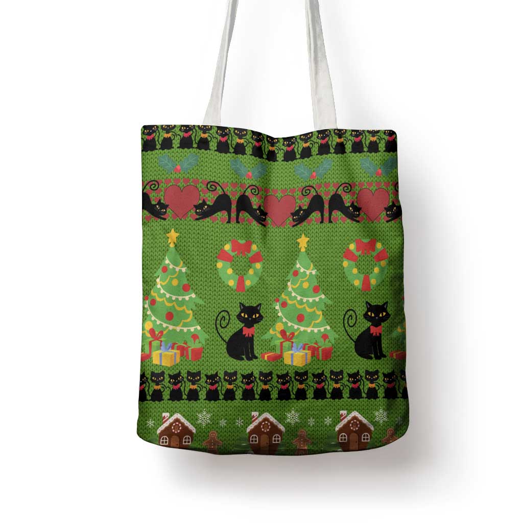 Love Black Cat Christmas Tote Bag Xmas Holiday Patterns - Wonder Print Shop