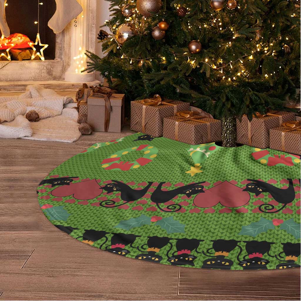 Love Black Cat Christmas Tree Skirt Xmas Holiday Patterns - Wonder Print Shop
