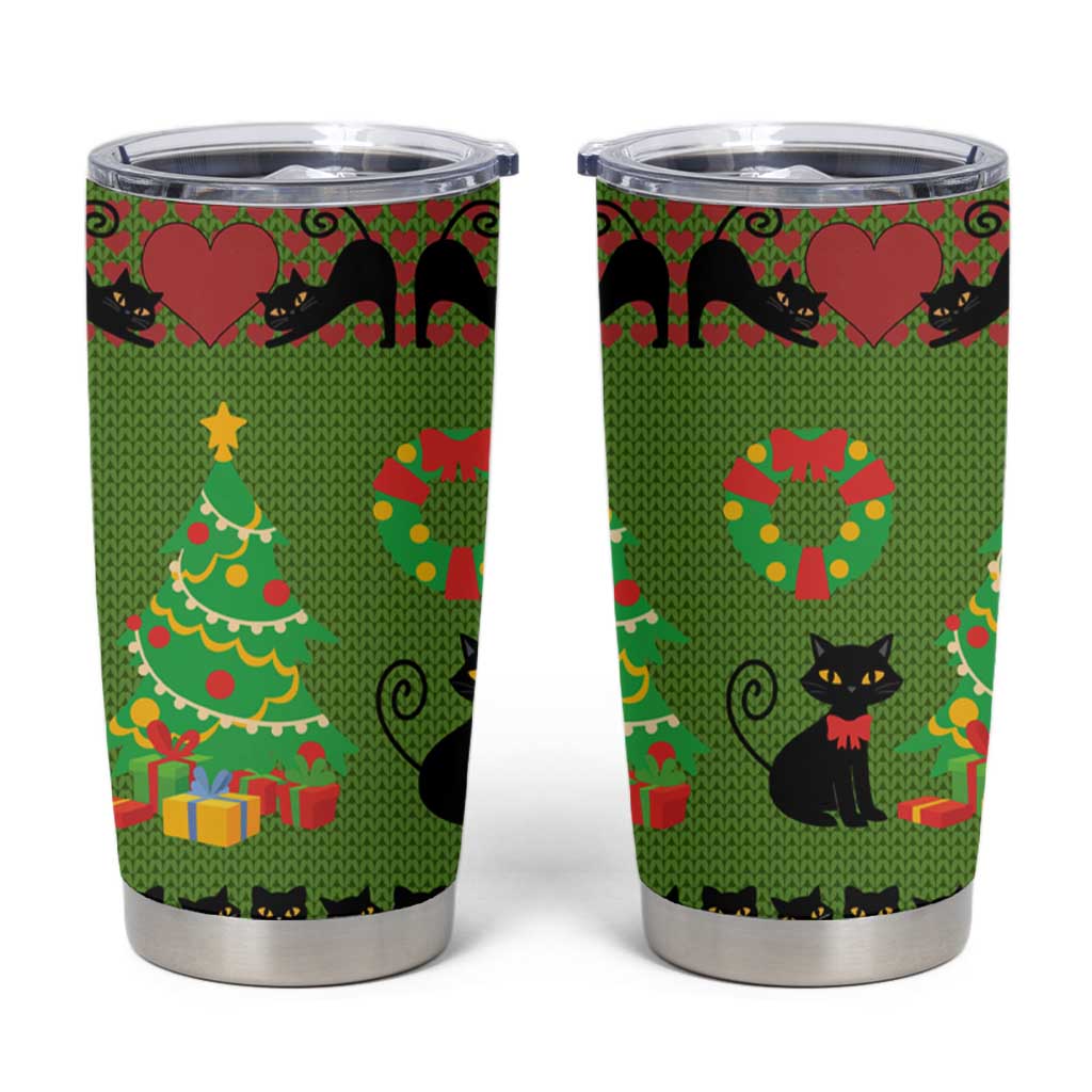 Love Black Cat Christmas Tumbler Cup Xmas Holiday Patterns - Wonder Print Shop