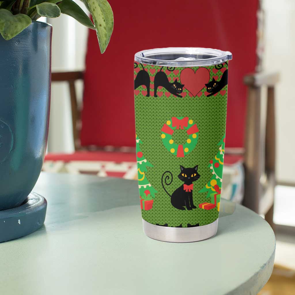 Love Black Cat Christmas Tumbler Cup Xmas Holiday Patterns - Wonder Print Shop