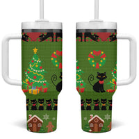Love Black Cat Christmas Tumbler With Handle Xmas Holiday Patterns - Wonder Print Shop