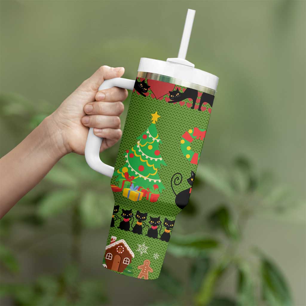 Love Black Cat Christmas Tumbler With Handle Xmas Holiday Patterns - Wonder Print Shop