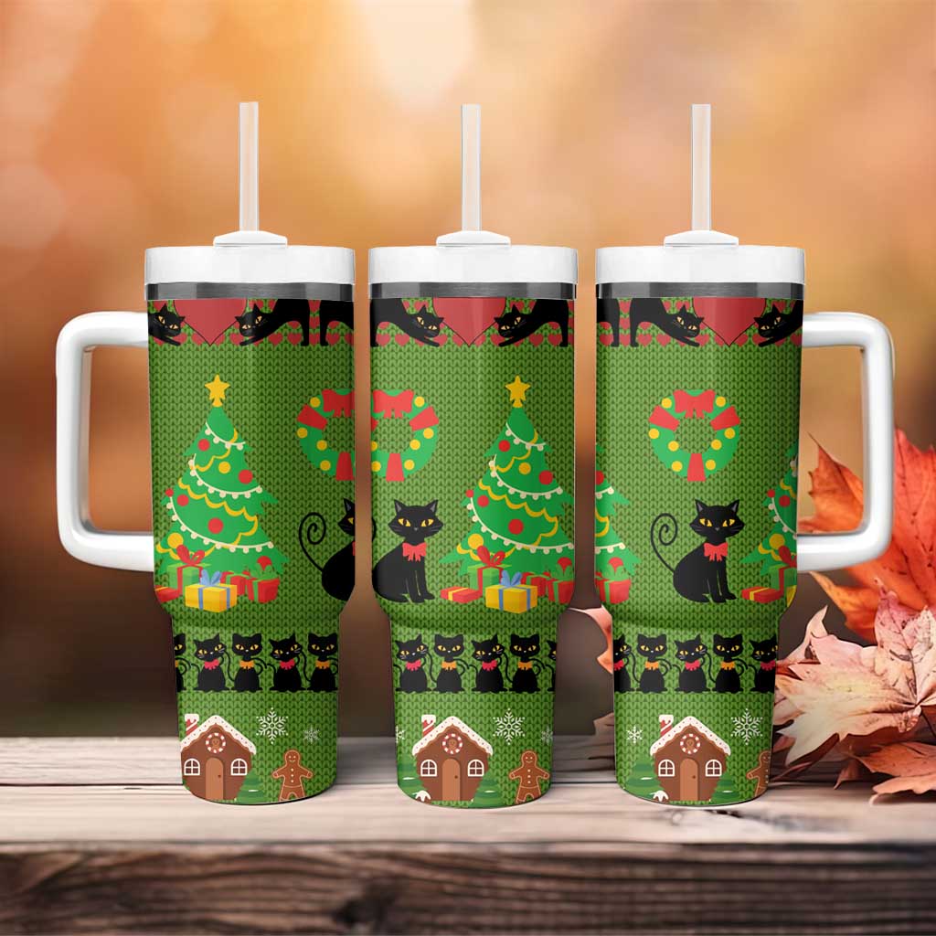 Love Black Cat Christmas Tumbler With Handle Xmas Holiday Patterns - Wonder Print Shop