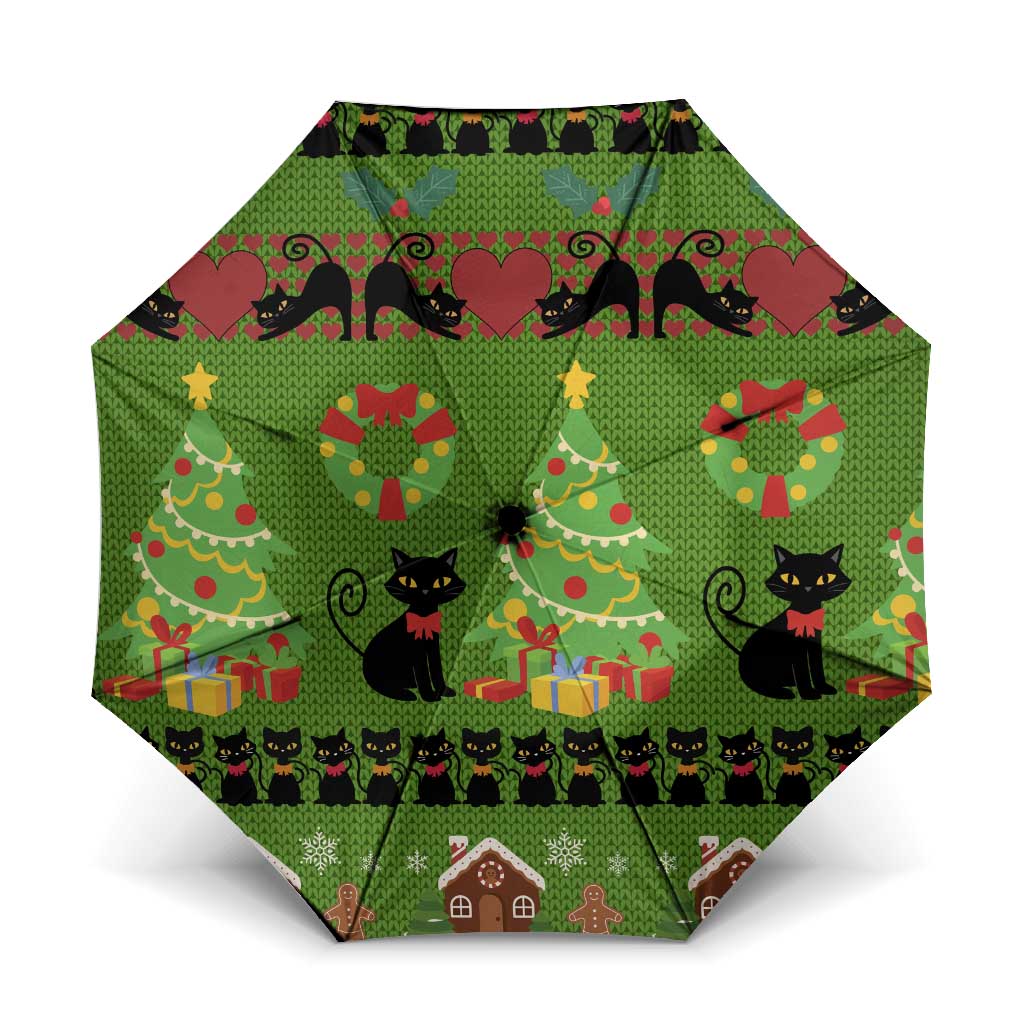 Love Black Cat Christmas Umbrella Xmas Holiday Patterns - Wonder Print Shop