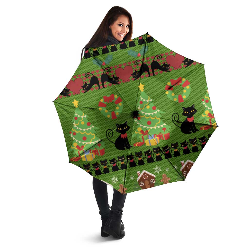 Love Black Cat Christmas Umbrella Xmas Holiday Patterns - Wonder Print Shop