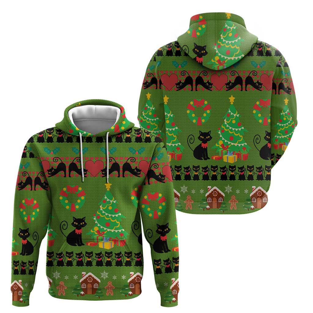 Love Black Cat Christmas Zip Hoodie Xmas Holiday Patterns - Wonder Print Shop