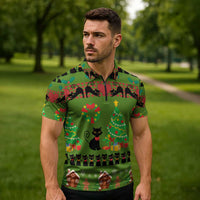 Love Black Cat Christmas Zipper Polo Shirt Xmas Holiday Patterns - Wonder Print Shop