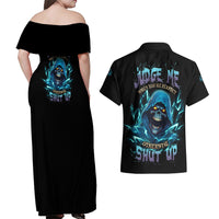 Judge Me When Mad Reaper Skull Couples Matching Off Shoulder Maxi Dress and Hawaiian Shirt - Wonder Print Shop