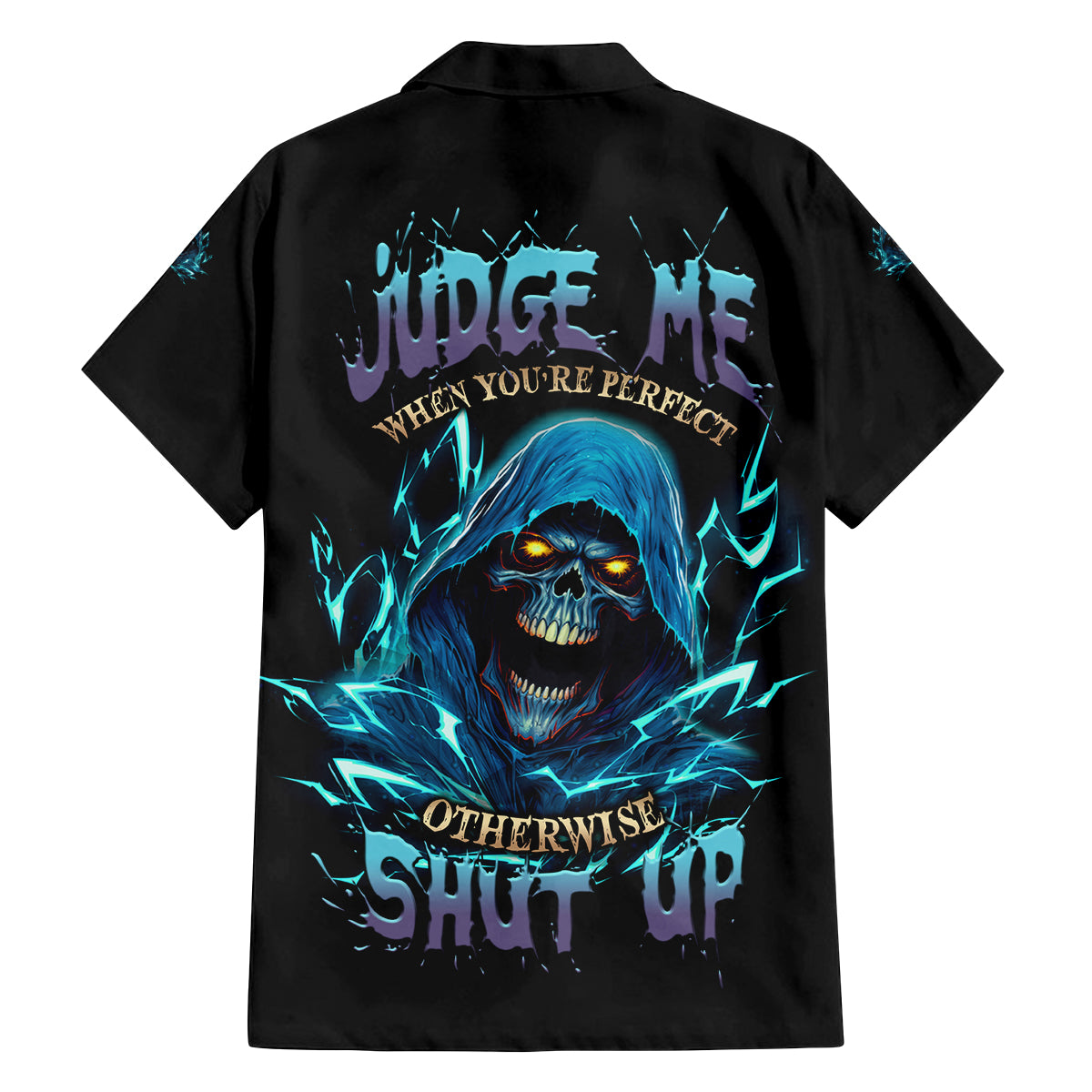 Judge Me When Mad Reaper Skull Family Matching Off Shoulder Short Dress and Hawaiian Shirt - Wonder Print Shop