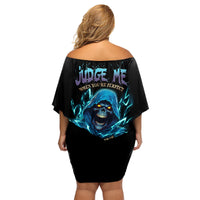 Judge Me When Mad Reaper Skull Family Matching Off Shoulder Short Dress and Hawaiian Shirt - Wonder Print Shop
