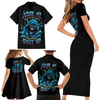 Judge Me When Mad Reaper Skull Family Matching Short Sleeve Bodycon Dress and Hawaiian Shirt - Wonder Print Shop
