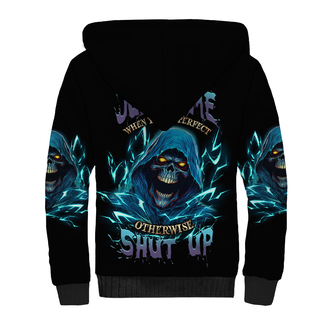 Judge Me When Mad Reaper Skull Sherpa Hoodie - Wonder Print Shop