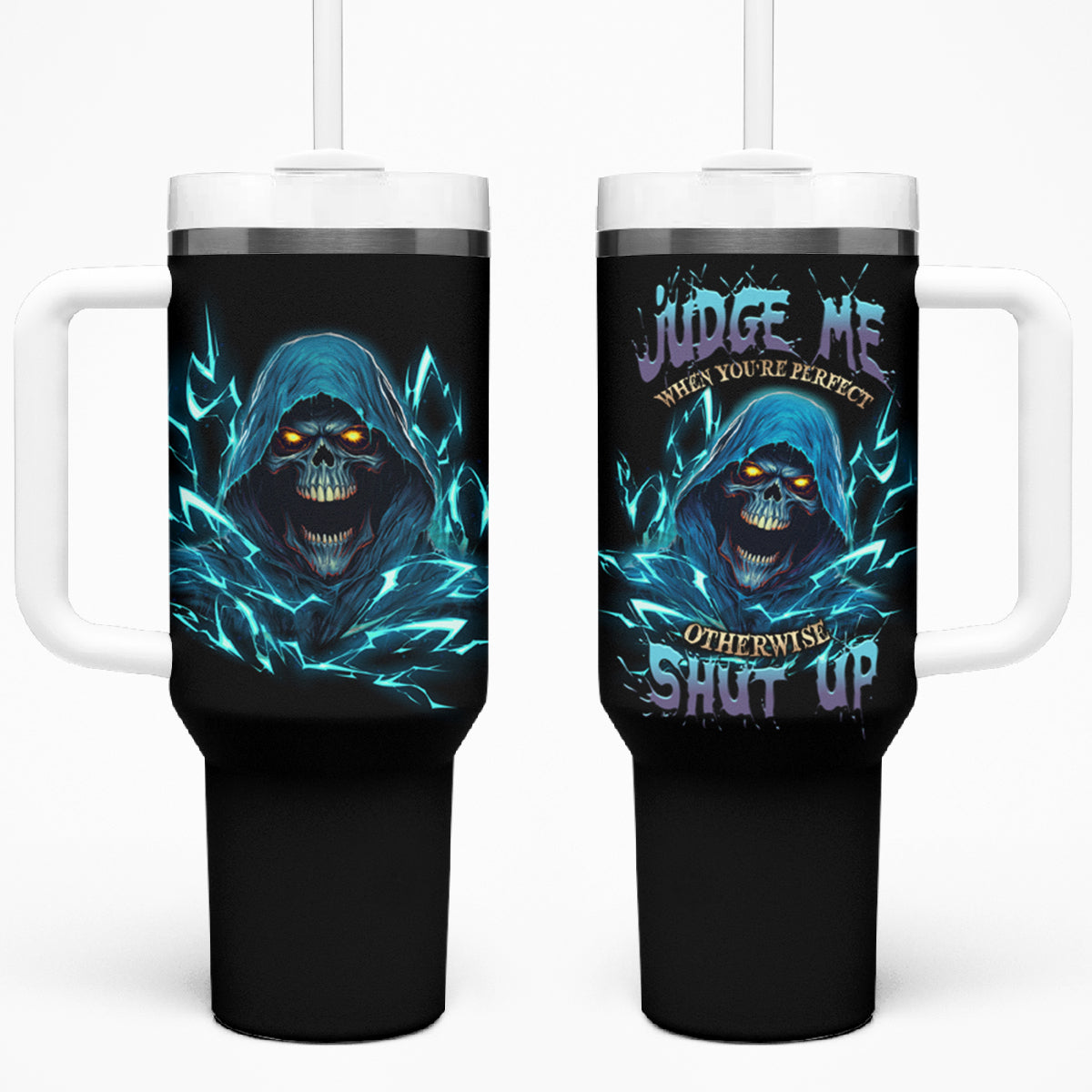 Judge Me When Mad Reaper Skull Tumbler With Handle - Wonder Print Shop
