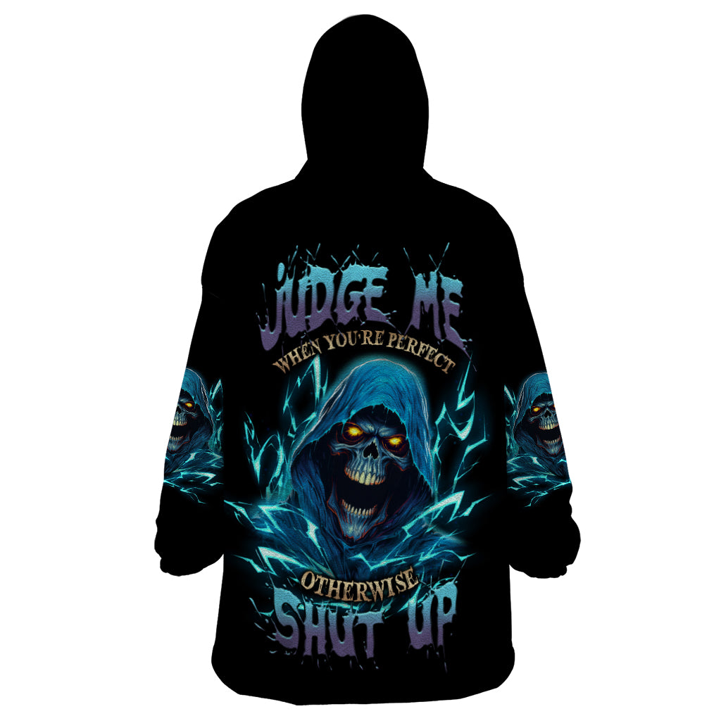 Judge Me When Mad Reaper Skull Wearable Blanket Hoodie - Wonder Print Shop
