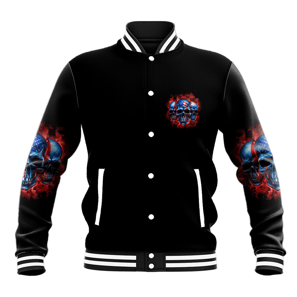 I Believe In Respect 3 Skulls Baseball Jacket - Wonder Print Shop