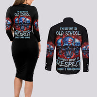 I Believe In Respect 3 Skulls Couples Matching Long Sleeve Bodycon Dress and Long Sleeve Button Shirt - Wonder Print Shop
