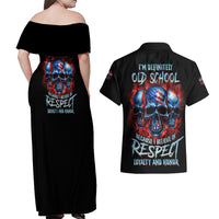 I Believe In Respect 3 Skulls Couples Matching Off Shoulder Maxi Dress and Hawaiian Shirt - Wonder Print Shop