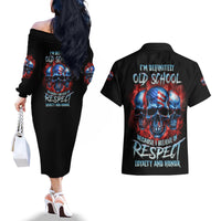 I Believe In Respect 3 Skulls Couples Matching Off The Shoulder Long Sleeve Dress and Hawaiian Shirt - Wonder Print Shop