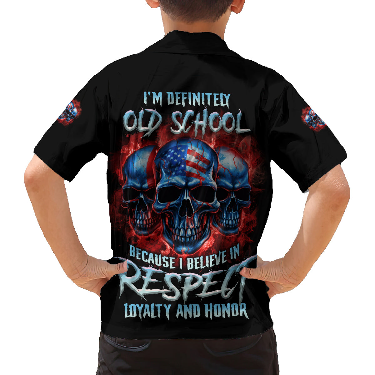 I Believe In Respect 3 Skulls Family Matching Off Shoulder Short Dress and Hawaiian Shirt - Wonder Print Shop