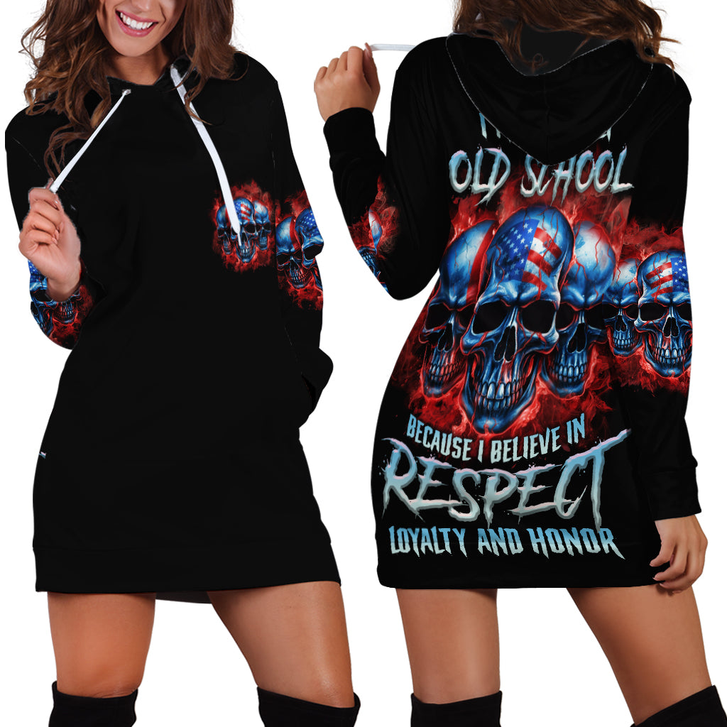 I Believe In Respect 3 Skulls Hoodie Dress - Wonder Print Shop