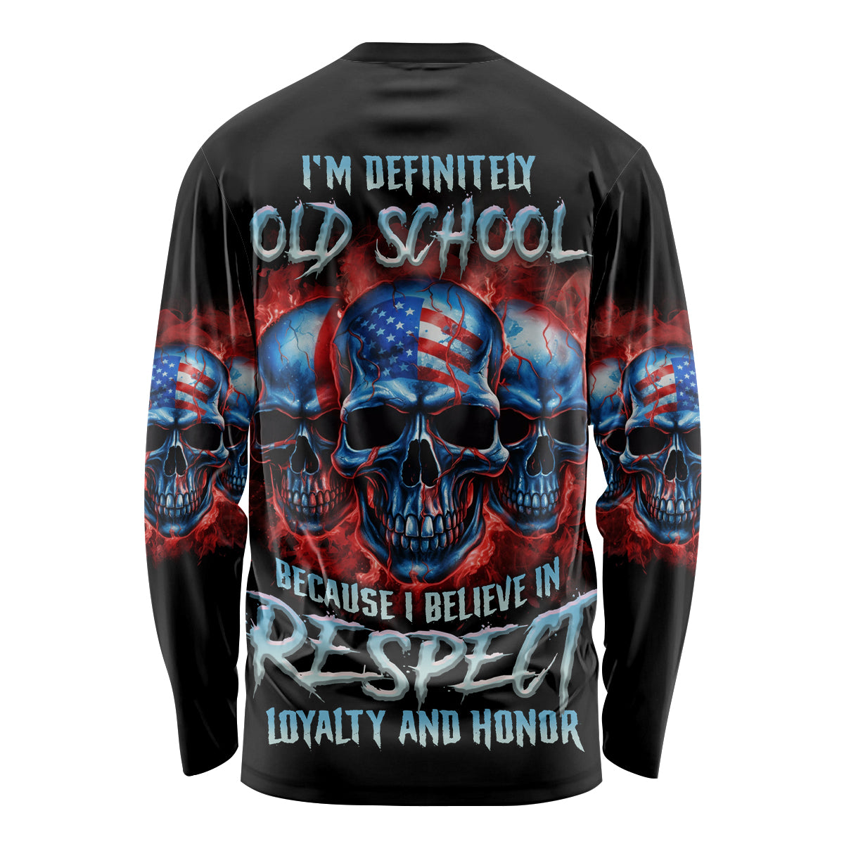 I Believe In Respect 3 Skulls Long Sleeve Shirt - Wonder Print Shop